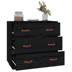 vidaXL Sideboard Black 80x40x75 cm Solid Wood Pine