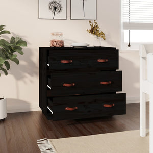 vidaXL Sideboard Black 80x40x75 cm Solid Wood Pine