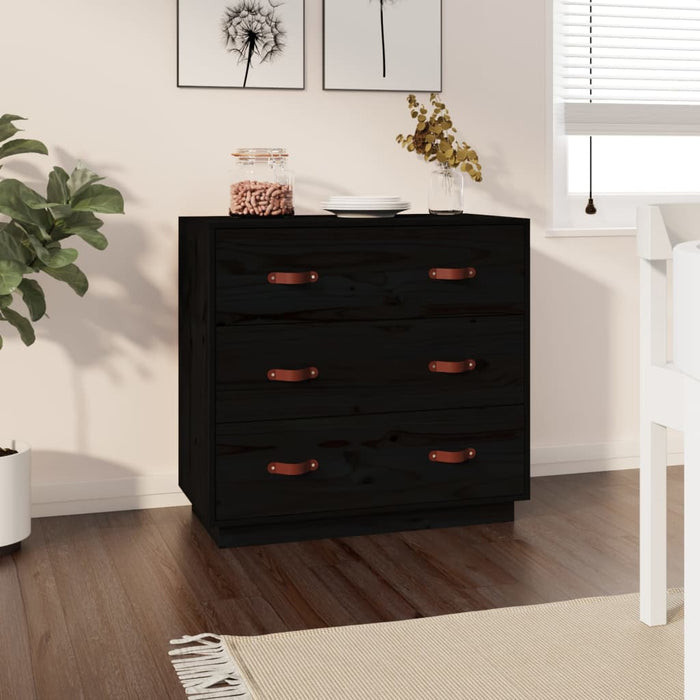 vidaXL Sideboard Black 80x40x75 cm Solid Wood Pine