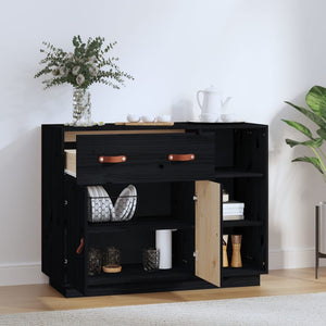 vidaXL Sideboard Black 98.5x40x75 cm Solid Wood Pine