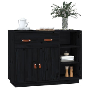 vidaXL Sideboard Black 98.5x40x75 cm Solid Wood Pine