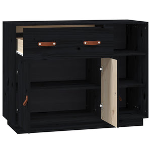 vidaXL Sideboard Black 98.5x40x75 cm Solid Wood Pine