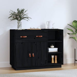 vidaXL Sideboard Black 98.5x40x75 cm Solid Wood Pine