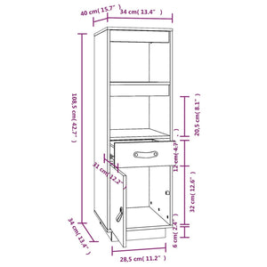 vidaXL Highboard Grey 34x40x108,5 cm Solid Wood Pine