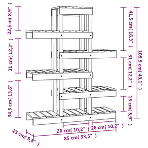 vidaXL Plant Stand Grey 85x25x109.5 cm Solid Wood Pine