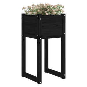 vidaXL Planter Black 40x40x81 cm Solid Wood Pine