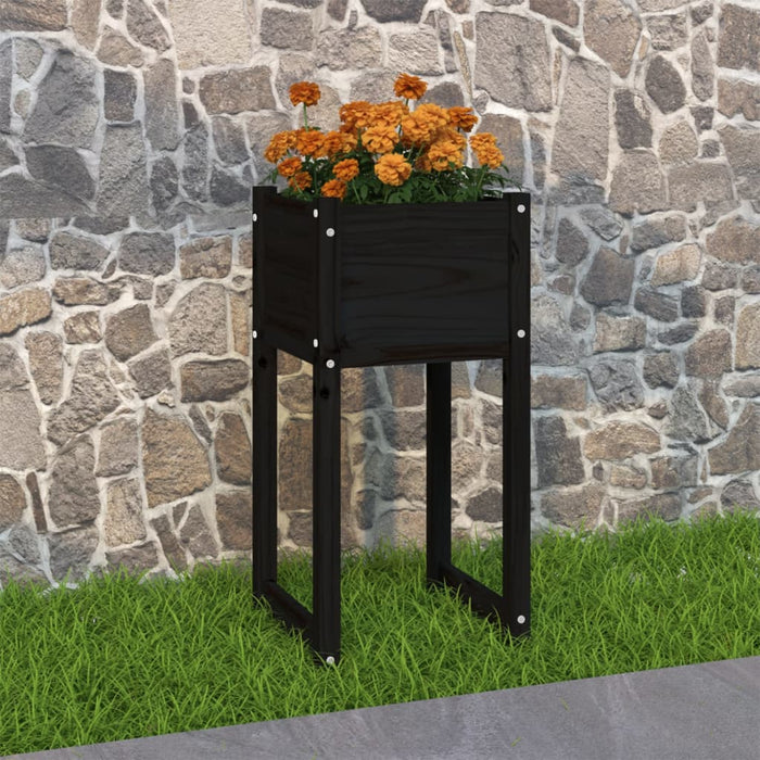 vidaXL Planter Black 40x40x81 cm Solid Wood Pine