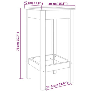 vidaXL Bar Chairs 2 pcs Black 40x40x78 cm Solid Wood Pine