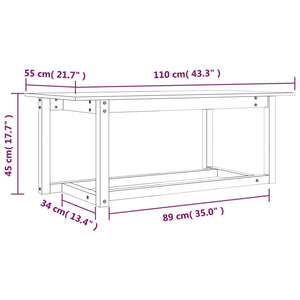 vidaXL Coffee Table Grey 110x55x45 cm Solid Wood Pine