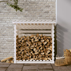 vidaXL Firewood Rack White 108x73x108 cm Solid Wood Pine