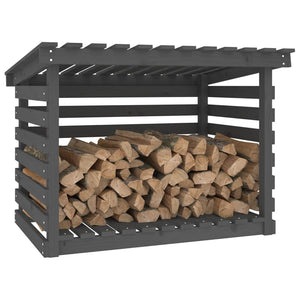 vidaXL Firewood Rack Grey 108x73x79 cm Solid Wood Pine