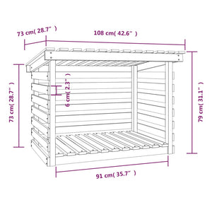 vidaXL Firewood Rack Grey 108x73x79 cm Solid Wood Pine