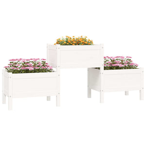 vidaXL Planter White 178.5x44x75 cm Solid Wood Pine