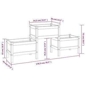 vidaXL Planter White 178.5x44x75 cm Solid Wood Pine