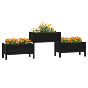 vidaXL Planter Black 245.5x44x75 cm Solid Wood Pine