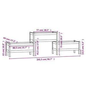 vidaXL Planter Black 245.5x44x75 cm Solid Wood Pine