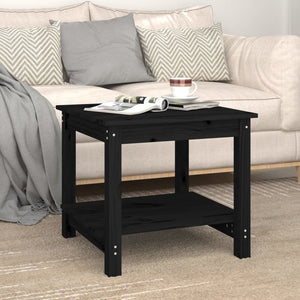 vidaXL Coffee Table Black 50x50x45 cm Solid Wood Pine