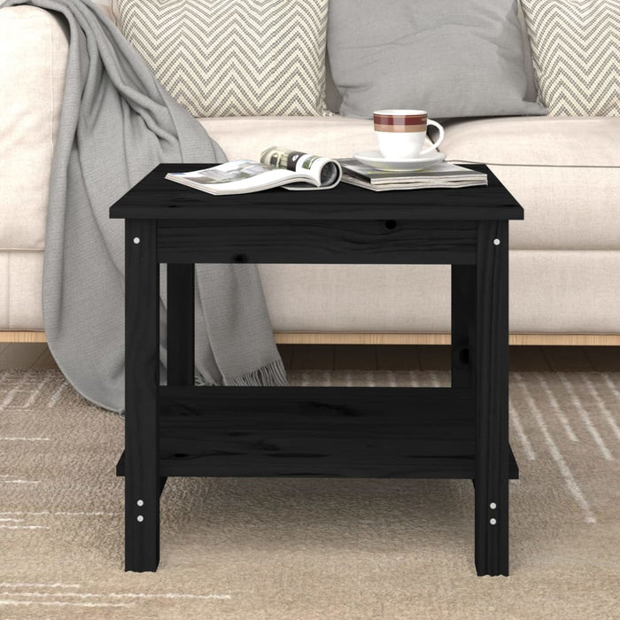 vidaXL Coffee Table Black 50x50x45 cm Solid Wood Pine