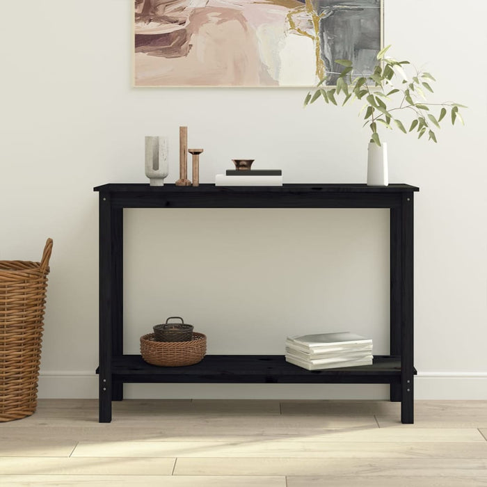 vidaXL Console Table Black 110x40x80 cm Solid Wood Pine