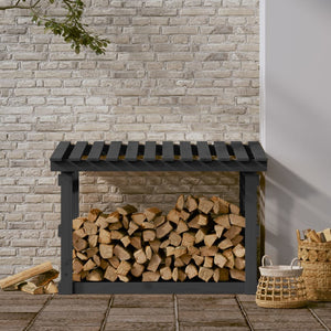 vidaXL Firewood Rack Grey 108x64.5x77 cm Solid Wood Pine