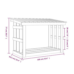 vidaXL Firewood Rack Grey 108x64.5x77 cm Solid Wood Pine