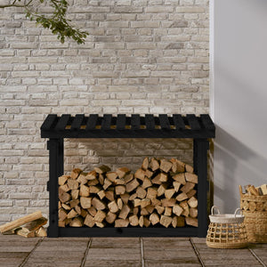 vidaXL Firewood Rack Black 108x64.5x77 cm Solid Wood Pine