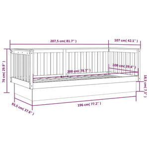 vidaXL Day Bed Honey Brown 100x200 cm Solid Wood Pine