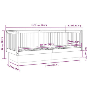 vidaXL Day Bed White 75x190 cm Solid Wood Pine