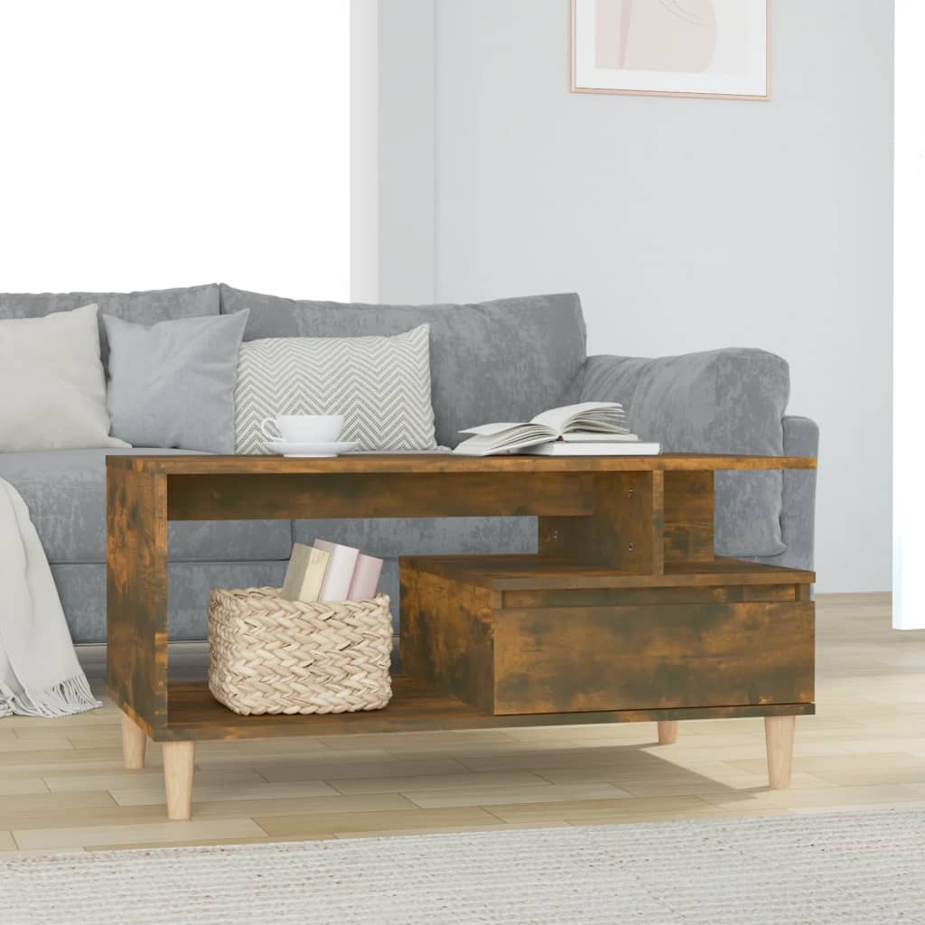 vidaXL Coffee Table Smoked Oak 90x49x45 cm Engineered Wood