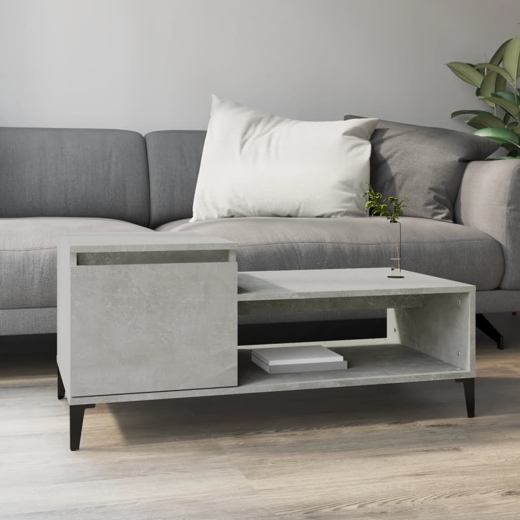 vidaXL Coffee Table Concrete Grey 100x50x45 cm Engineered Wood