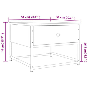 vidaXL Coffee Table Grey Sonoma 51x51x40 cm Engineered Wood