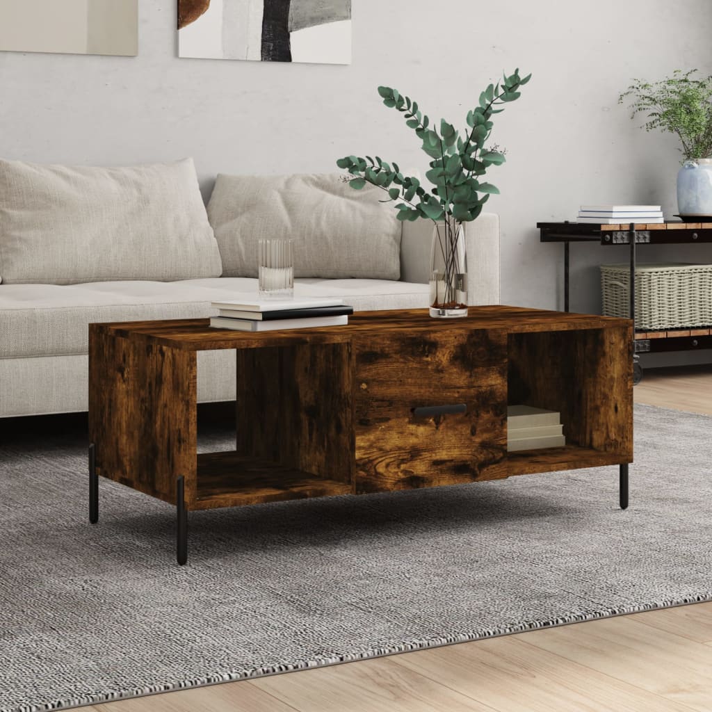 vidaXL Coffee Table Smoked Oak 102x50x40 cm Engineered Wood