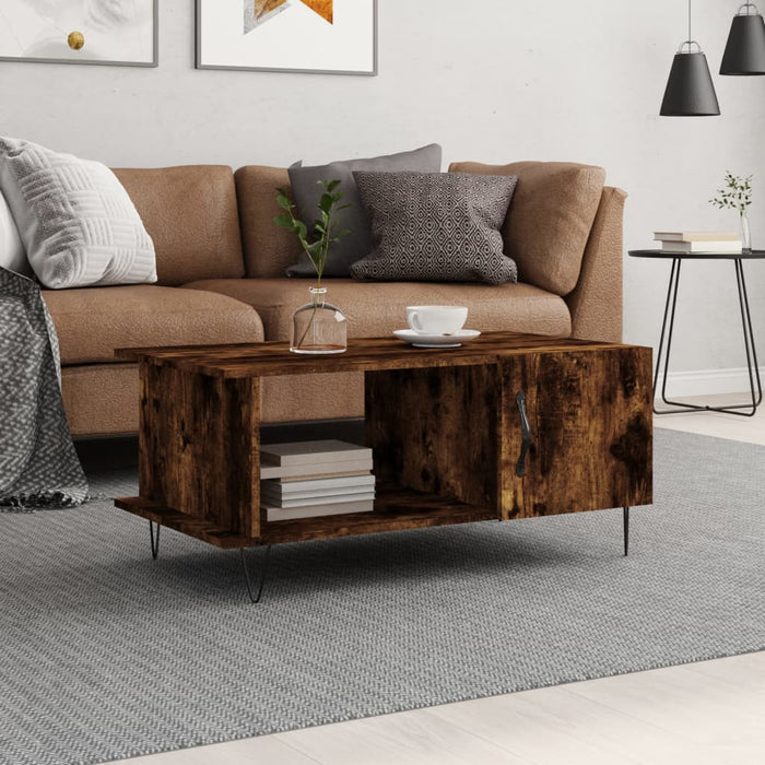 vidaXL Coffee Table Smoked Oak 90x50x40 cm Engineered Wood