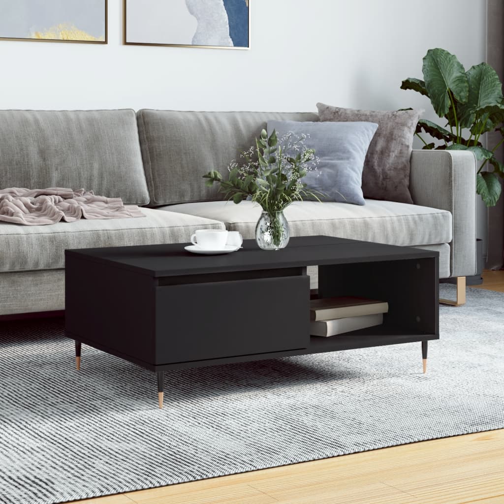 vidaXL Coffee Table Black 90x60x35 cm Engineered Wood