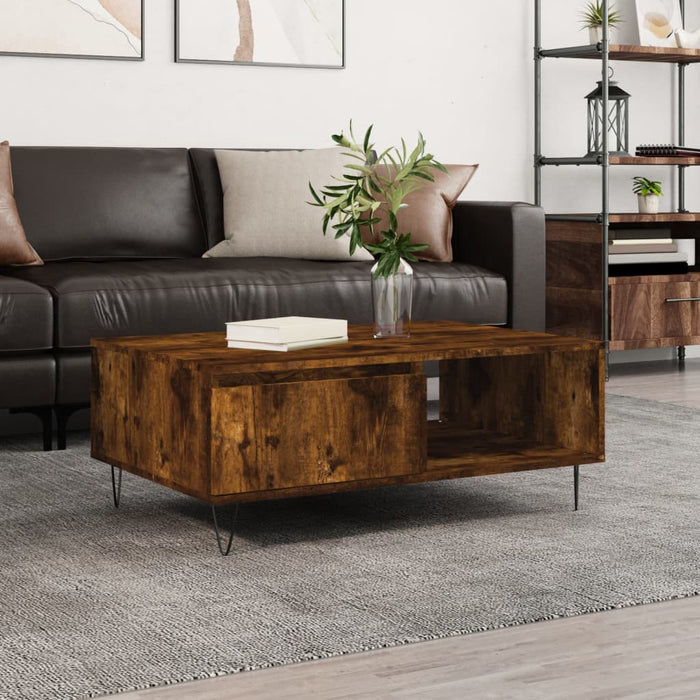 vidaXL Coffee Table Smoked Oak 90x60x35 cm Engineered Wood