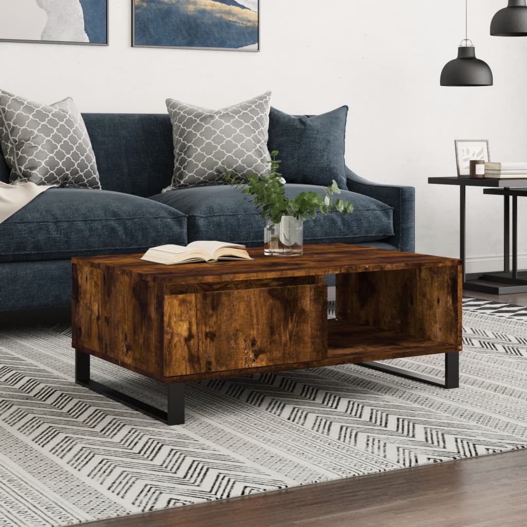 vidaXL Coffee Table Smoked Oak 90x60x35 cm Engineered Wood