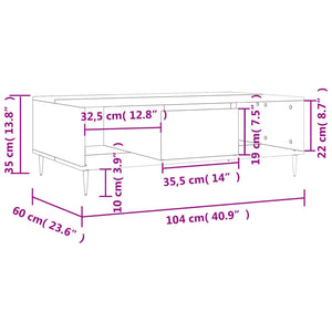 vidaXL Coffee Table Black 104x60x35 cm Engineered Wood