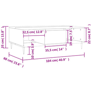 vidaXL Coffee Table Concrete Grey 104x60x35 cm Engineered Wood