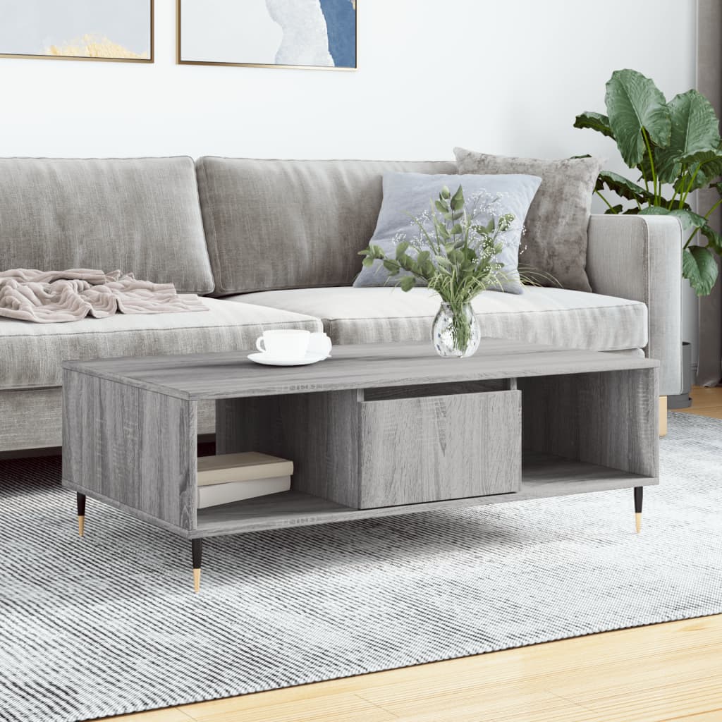 vidaXL Coffee Table Grey Sonoma 104x60x35 cm Engineered Wood