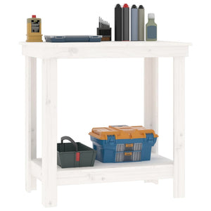 vidaXL Work Bench White 80x50x80 cm Solid Wood Pine