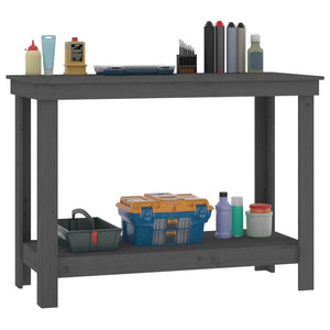 vidaXL Work Bench Grey 110x50x80 cm Solid Wood Pine