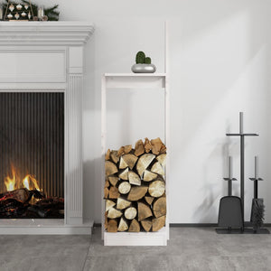 vidaXL Log Holder White 33.5x30x110 cm Solid Wood Pine