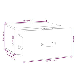 vidaXL Wall-mounted Bedside Cabinet Black 40x29.5x22 cm