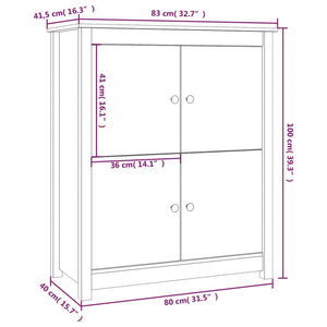 vidaXL Sideboard Grey 83x41.5x100 cm Solid Wood Pine