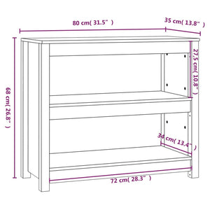 vidaXL Book Cabinet Honey Brown 80x35x68 cm Solid Wood Pine