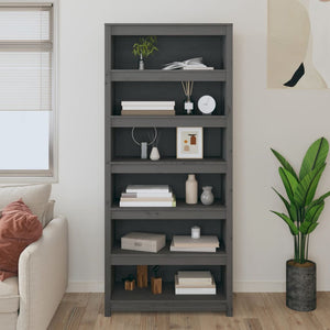 vidaXL Book Cabinet Grey 80x35x183 cm Solid Wood Pine