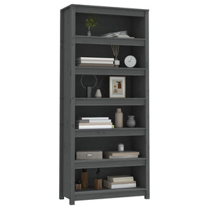 vidaXL Book Cabinet Grey 80x35x183 cm Solid Wood Pine