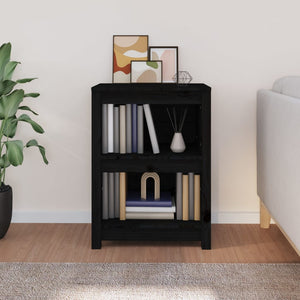 vidaXL Book Cabinet Black 50x35x68 cm Solid Wood Pine