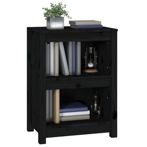 vidaXL Book Cabinet Black 50x35x68 cm Solid Wood Pine