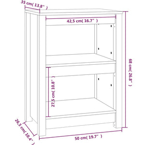 vidaXL Book Cabinet Black 50x35x68 cm Solid Wood Pine